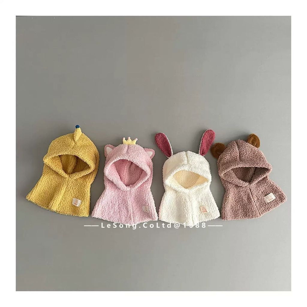 Mũ liền khăn chùm đầu nhiều mẫu cho bé size 1-4y (VĐ 46-50cm)