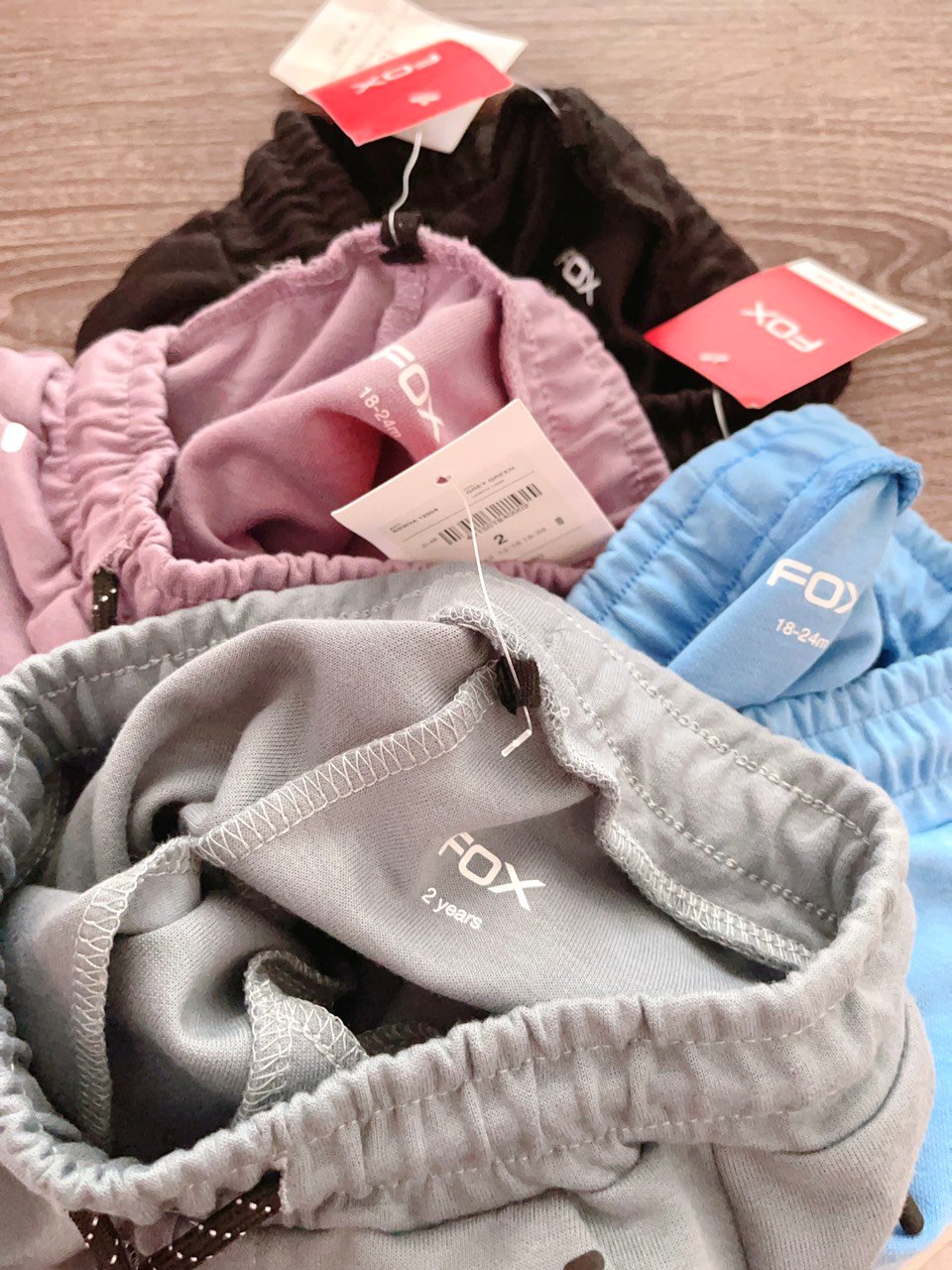 Quần nỉ Fox 6 màu dòng Nhí size 6m - 3y