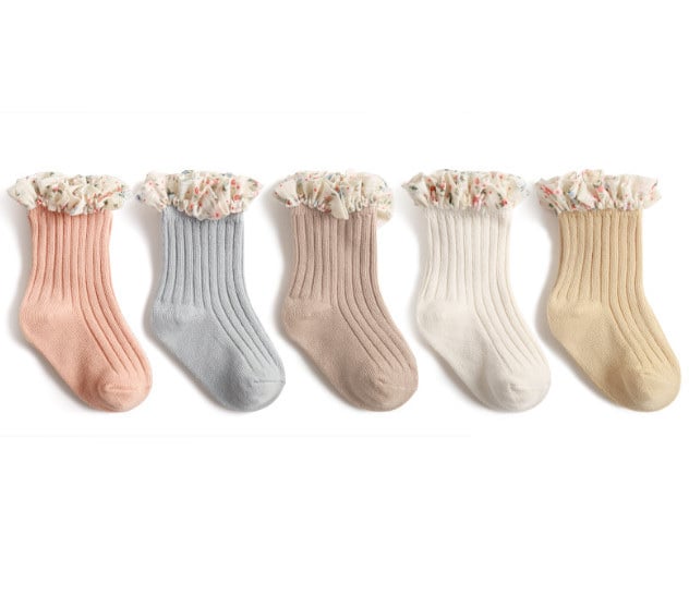 Tất cao cổ Nemo baby 5 màu cổ nhún bèo hoa