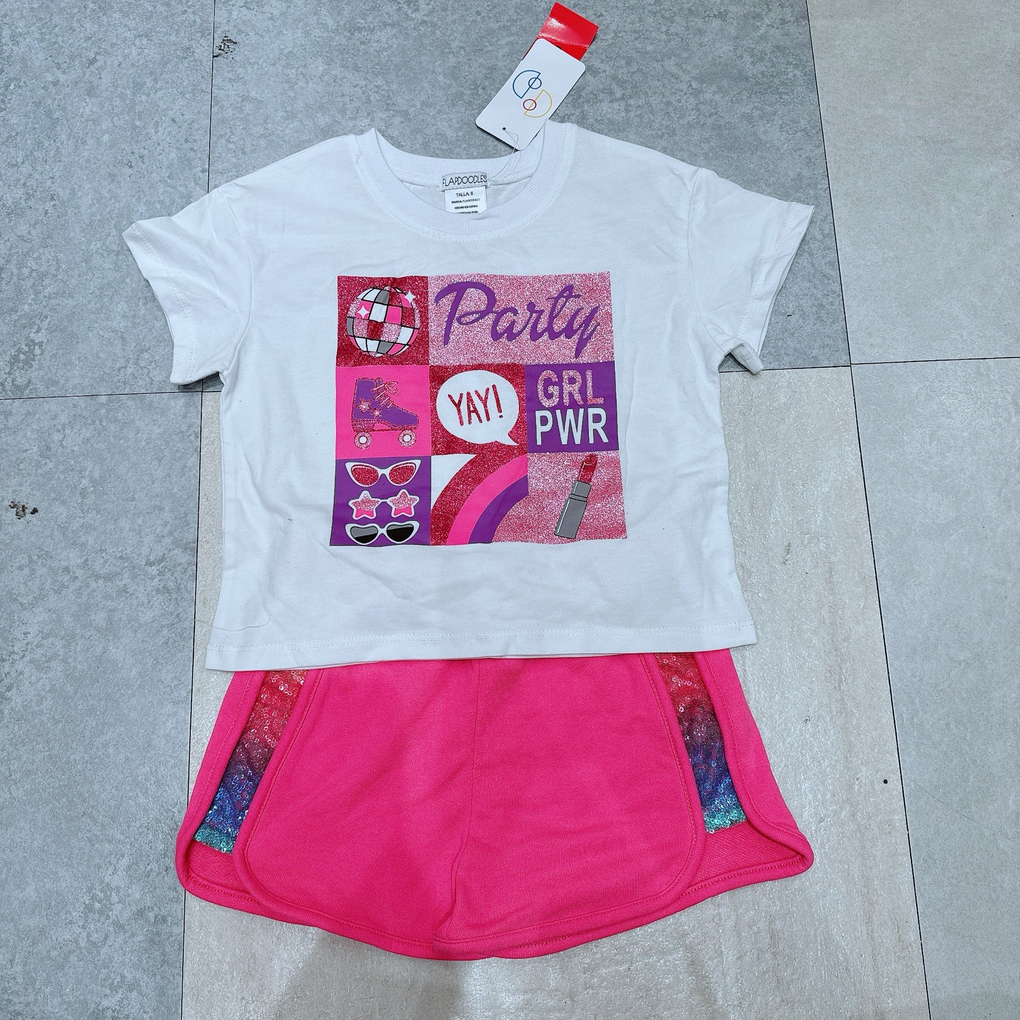 Bộ cotton Flapdoodles dư xịn 2 màu bé gái size 5y/6y/7y