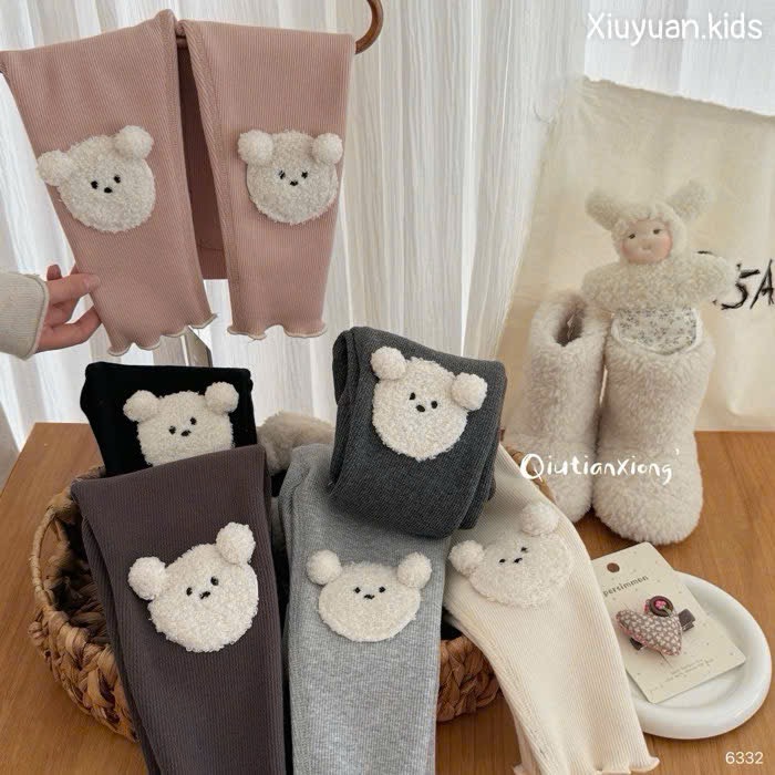6332 - Quần legging lót nỉ QC nhiều màu cho bé size 90-130