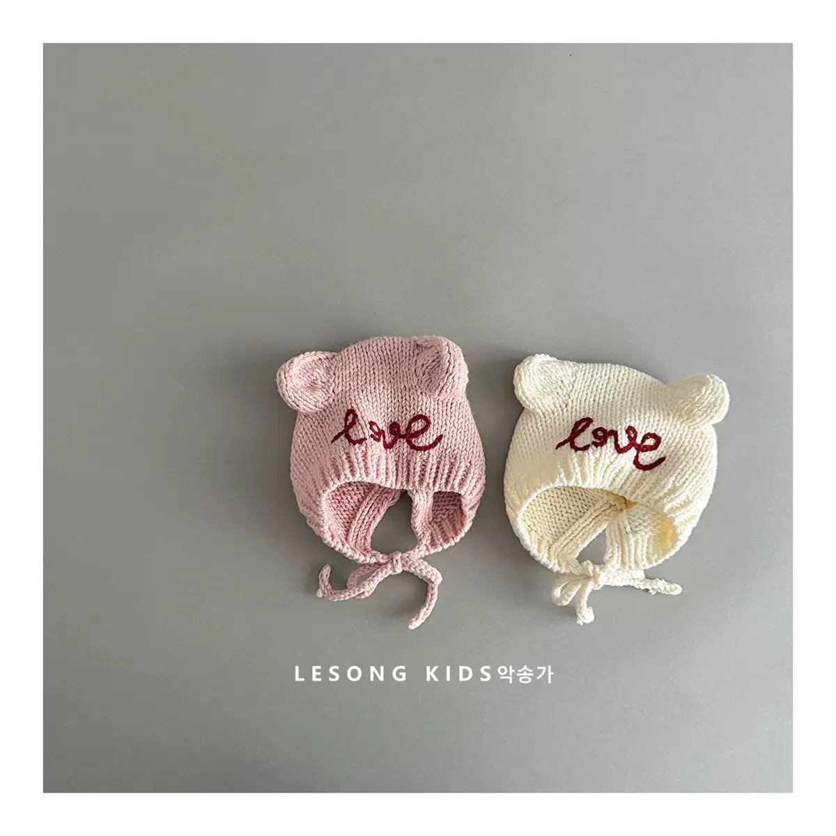 Mũ len tai gấu chữ Love nhiều màu cho bé size 2-5y