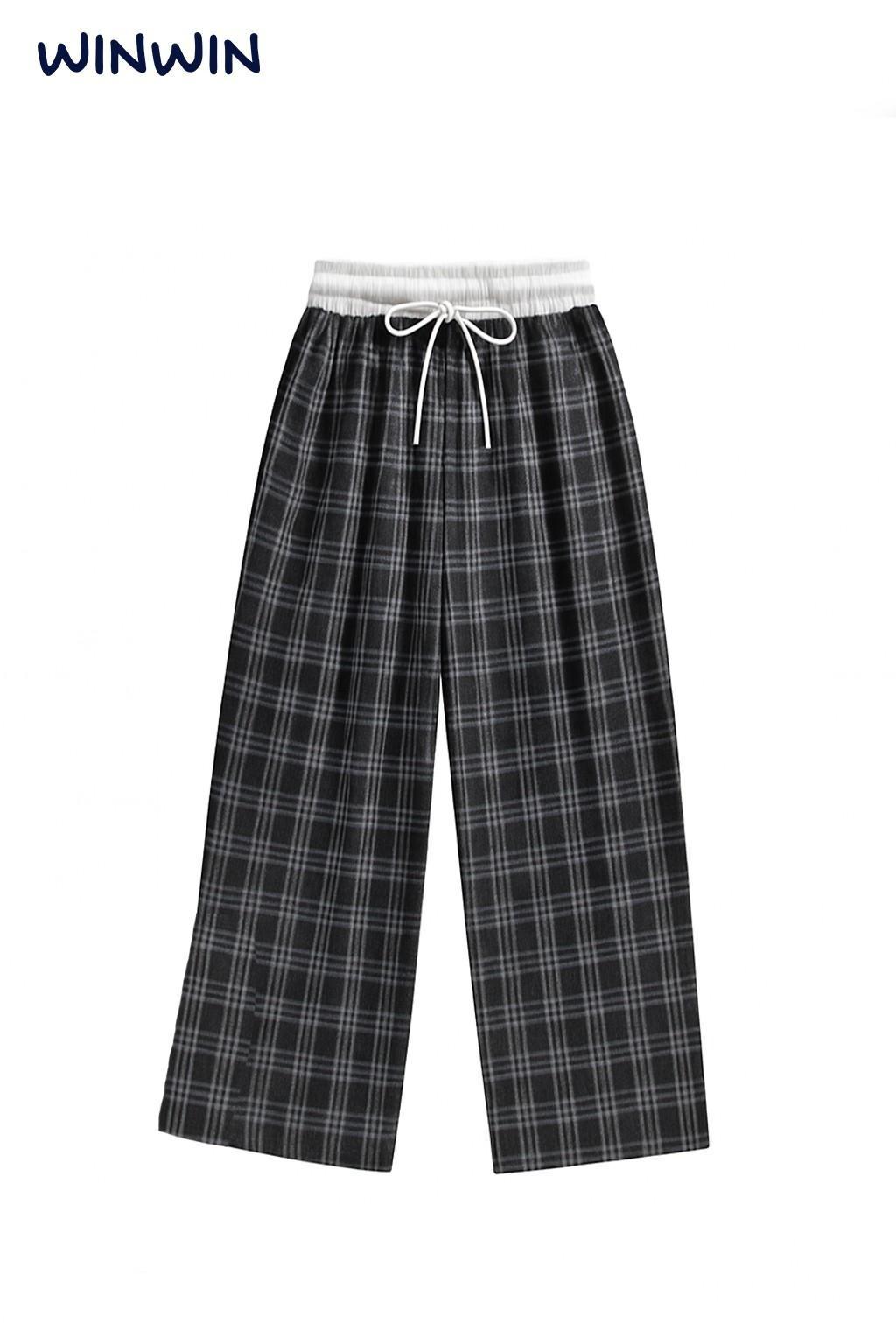 Quần Win Win caro ống suông umi mềm nhiều màu bé gái size 9-14y