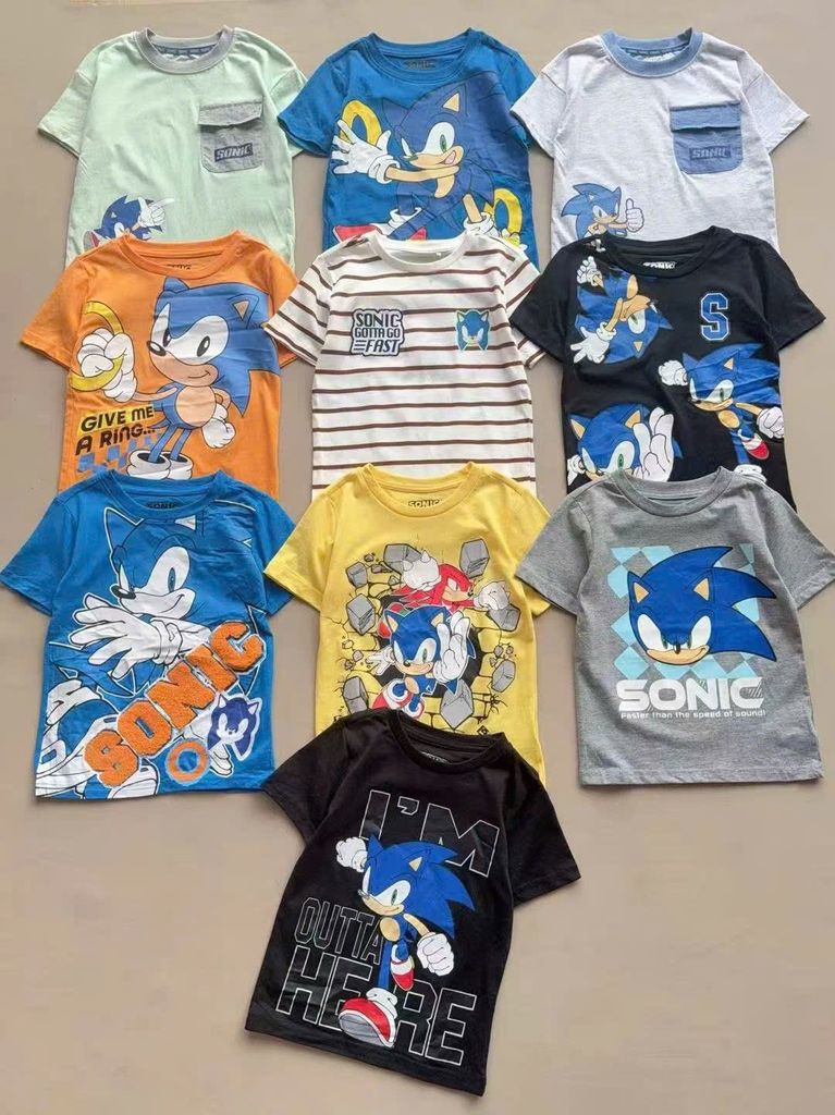 ABT65 - Áo cotton Sonic dư xịn nhiều màu cho bé trai size 4-7y