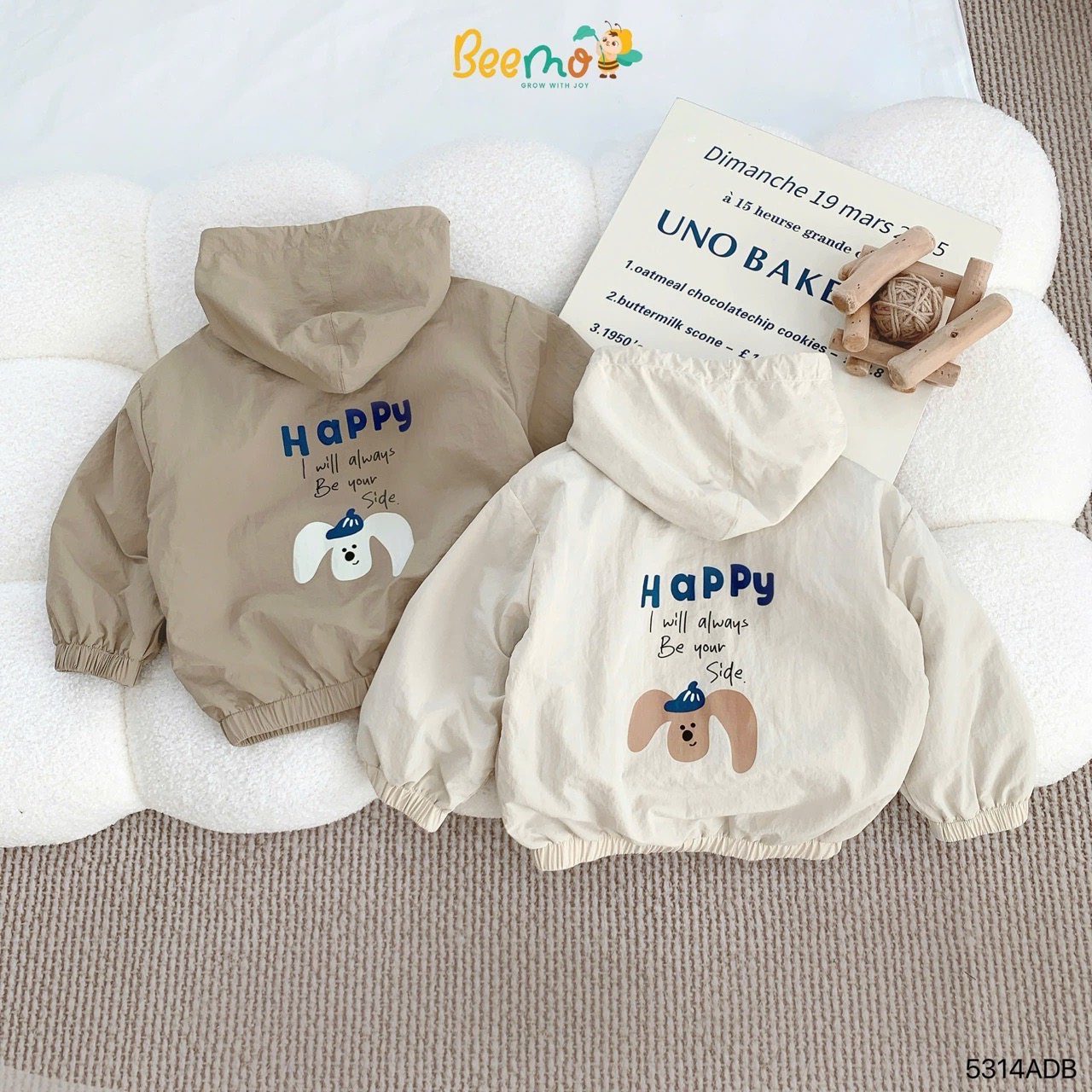 Áo khoác gió Beemo in hình sau lưng cho bé size 1-6y