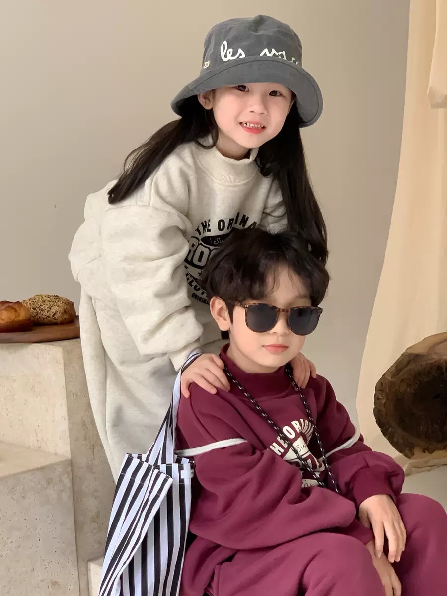 Bộ nỉ lót nỉ đại hàn Brooklyn 2 màu be/đỏ cho bé size 90-150