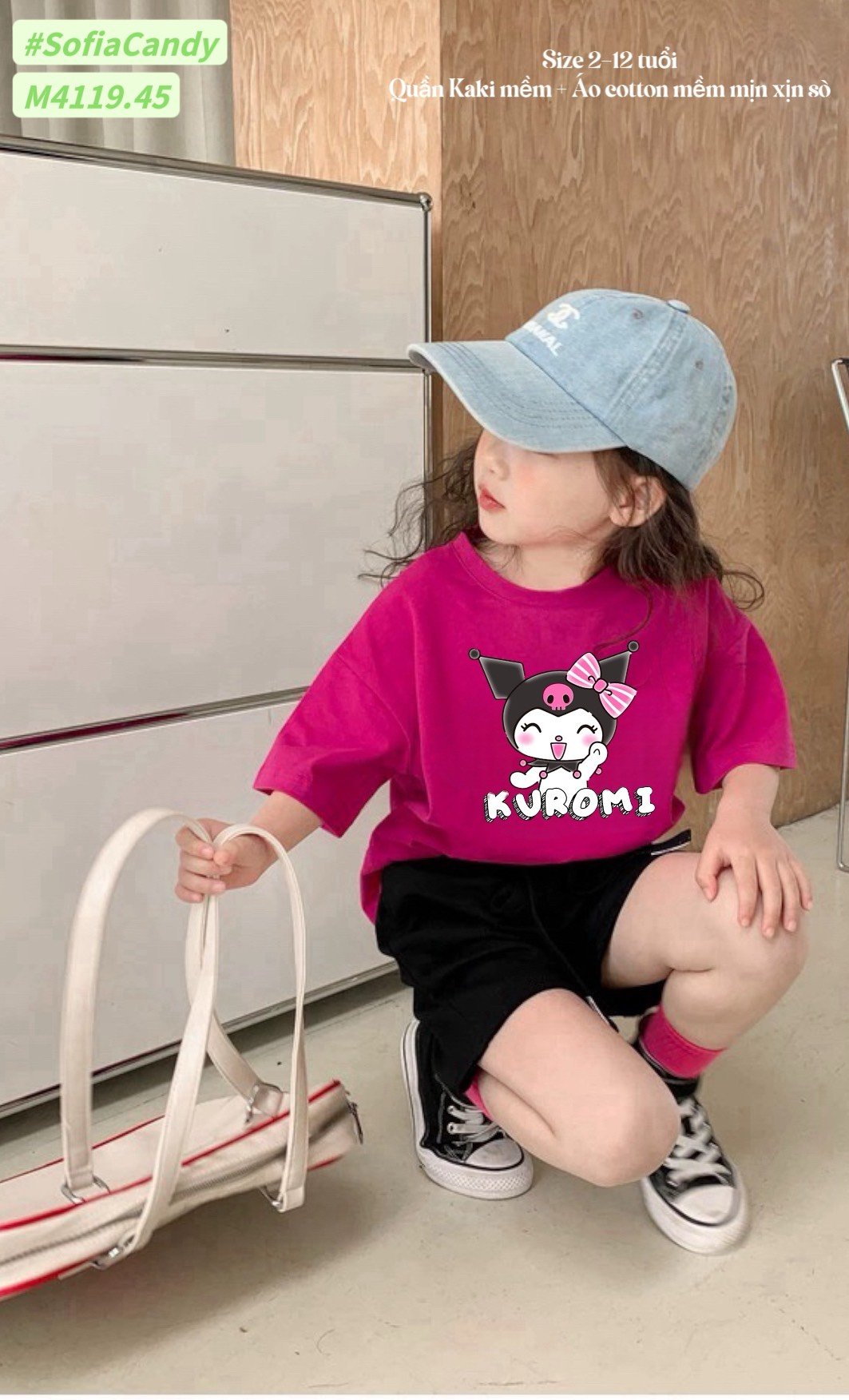 M4119.45 - Set bộ Mia Kids Kuromi hồng phối quần kaki size 2-12y