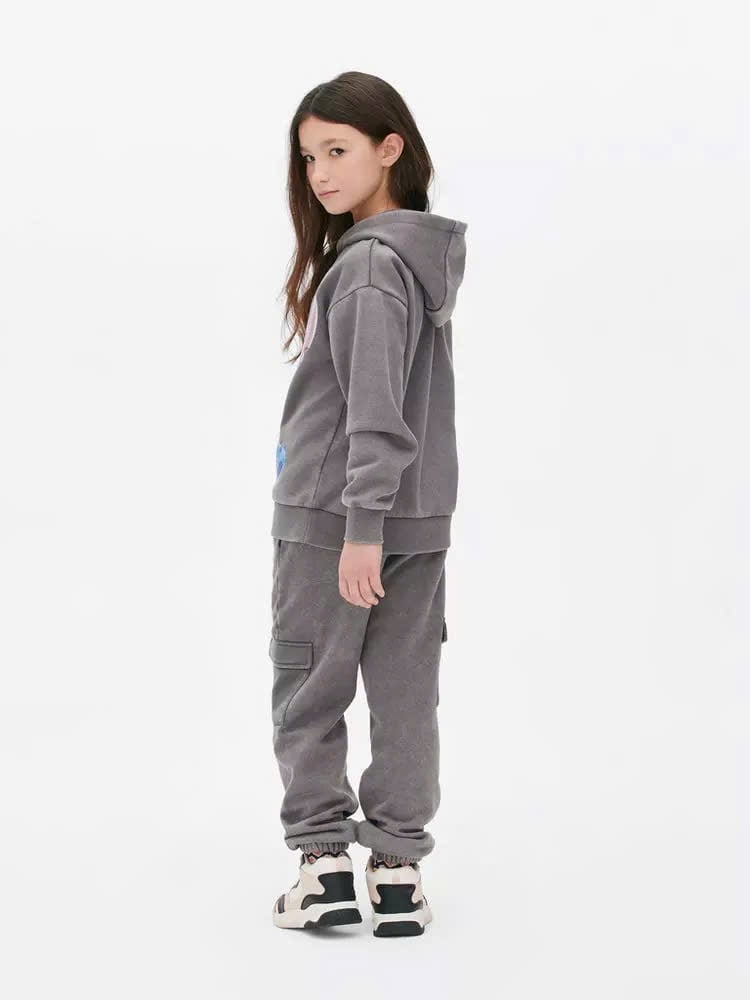 BBG23 - Bộ nỉ bông Disney dòng Đại màu ghi khói Stitch cho bé gái size 7 - 15y