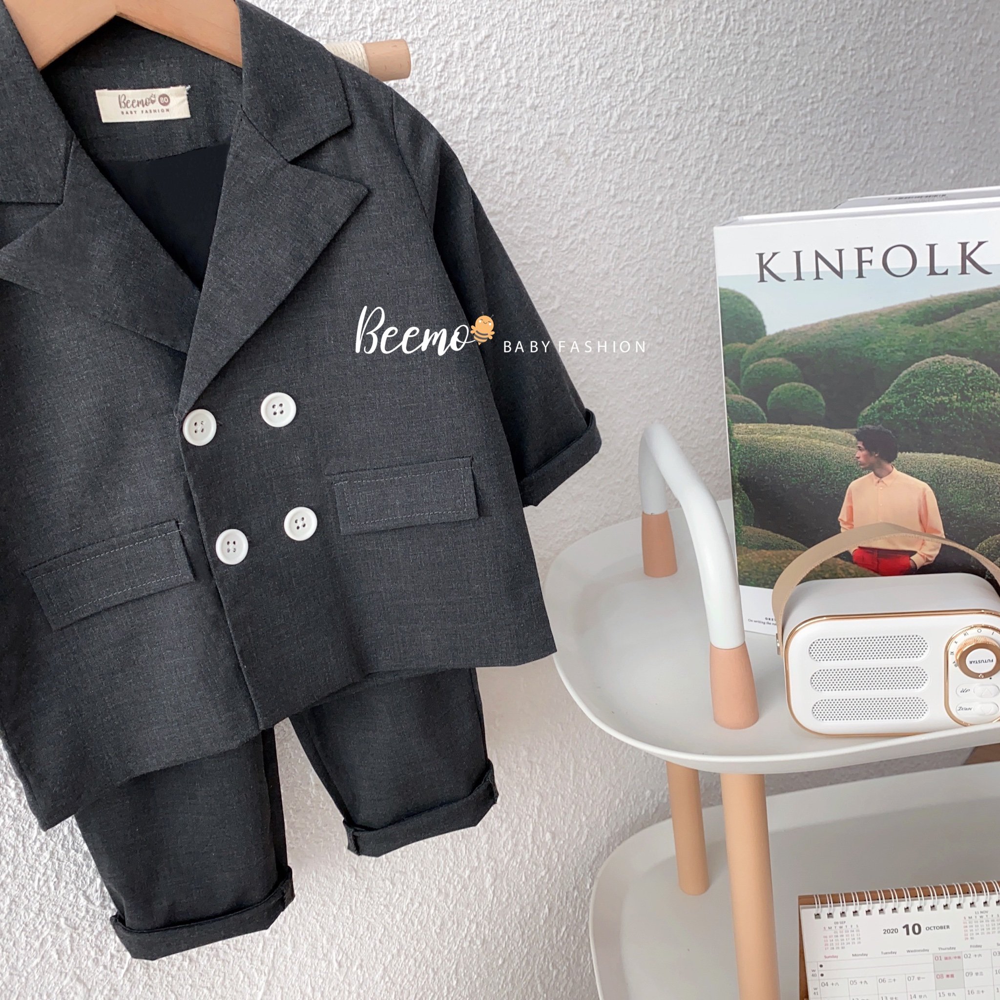 Bộ vest Beemo màu ghi đậm size 80 - 130