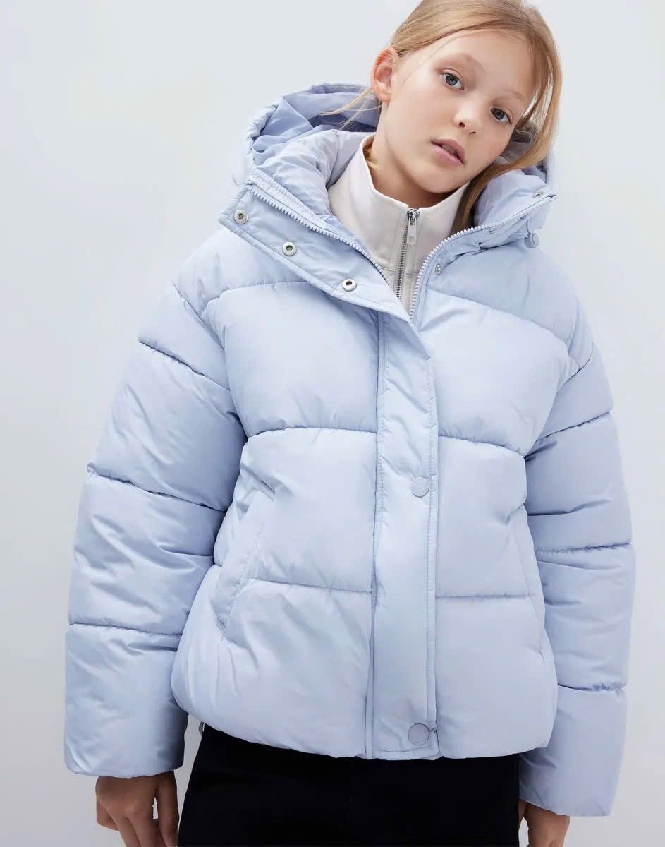 Áo khoác phao GGJJ 2 màu xanh pastel / xanh đen cho bé size 6-14y