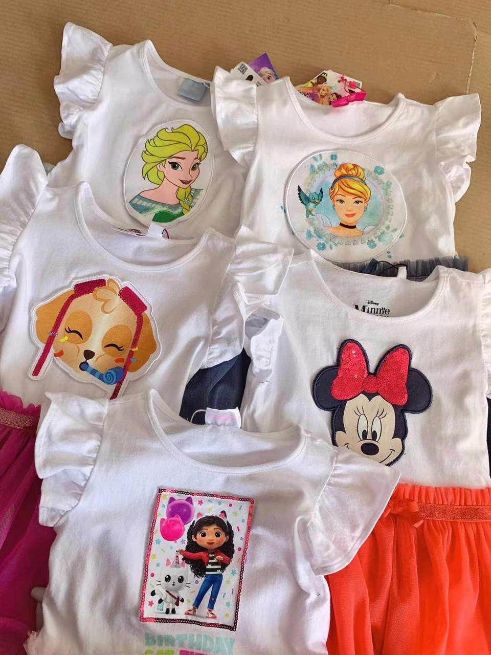 Váy Disney cotton lật hình phối chân voan nhiều màu size 2 - 8y