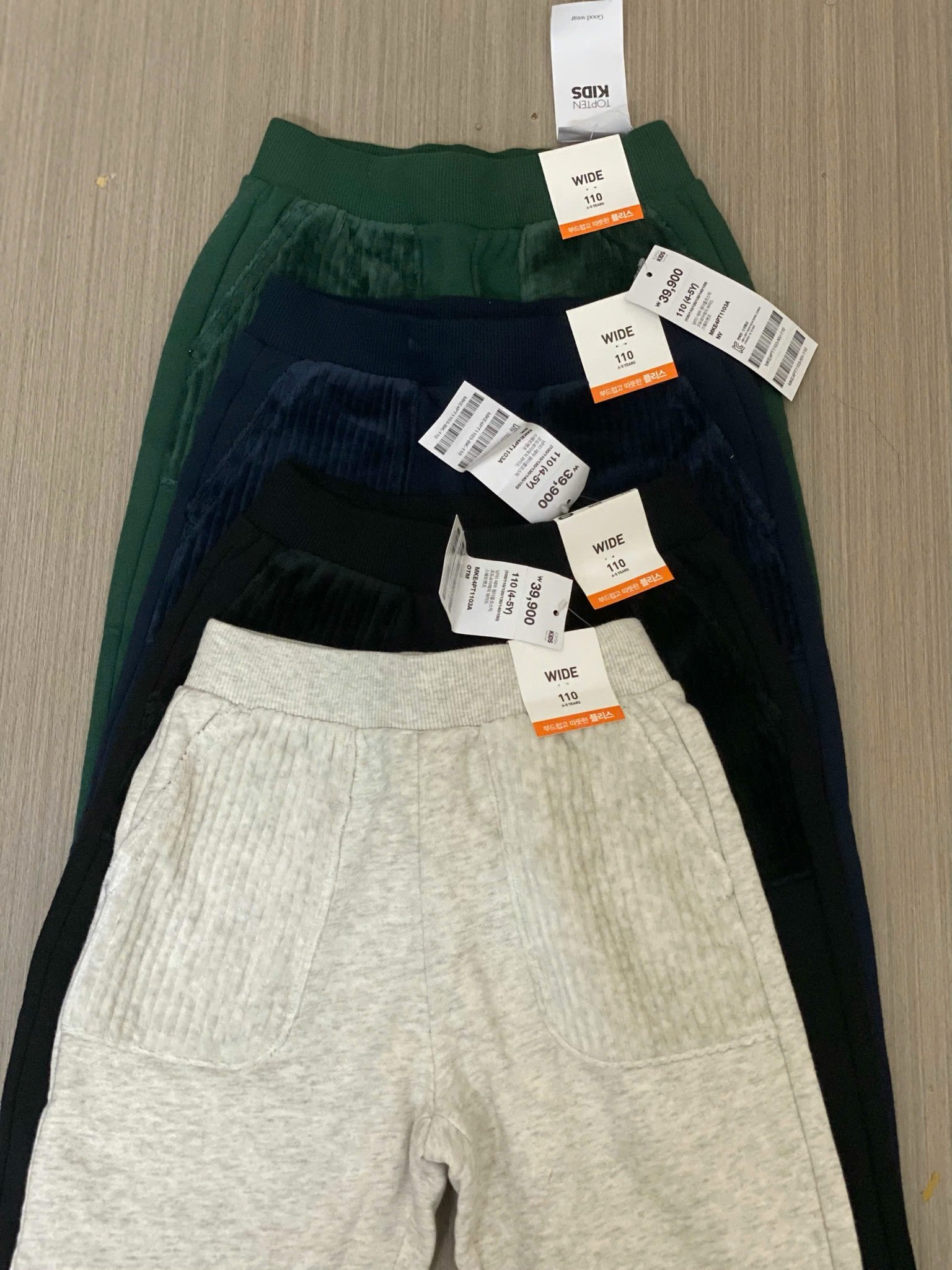 Quần baggy nỉ bông Topten phối túi nhung nhiều màu cho bé size 100-150