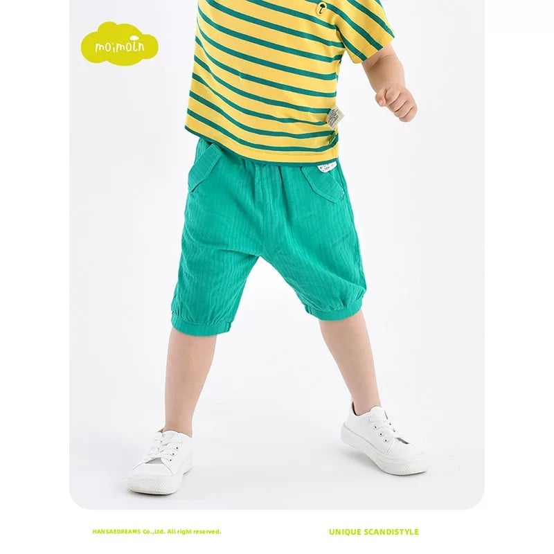 Quần ngố Moimoln xuất Hàn 2 màu cam/xanh cho bé size 90-130