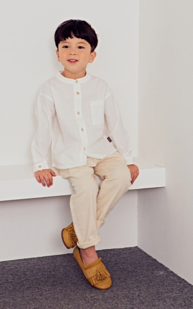 Áo sơ mi Toto Heros màu trắng cổ tàu size 100 - 150