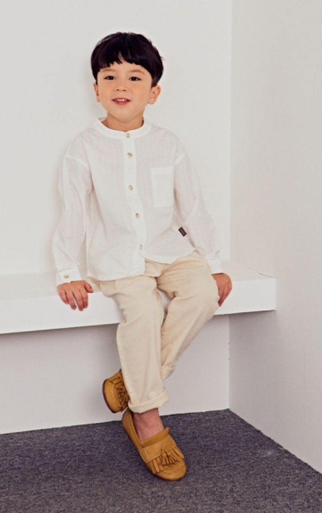 Áo sơ mi Toto Heros màu trắng cổ tàu size 100 - 150