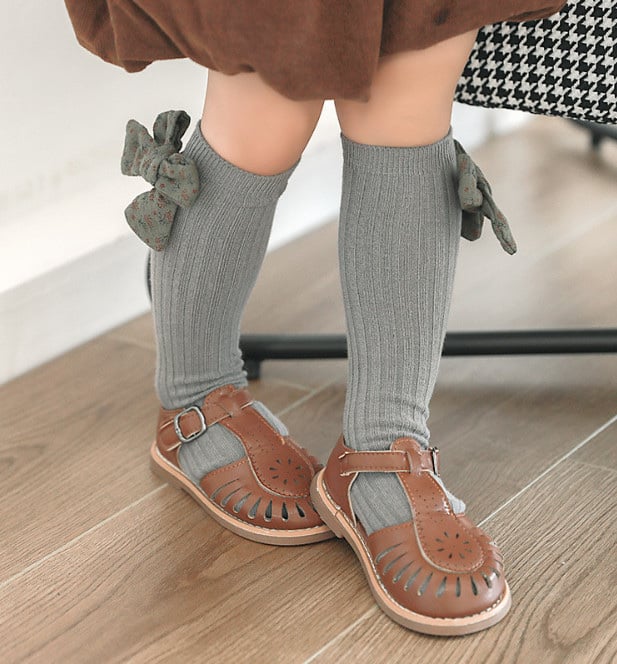 Tất không gót cao tới gối Mumudara đính nơ vải hoa 5 màu