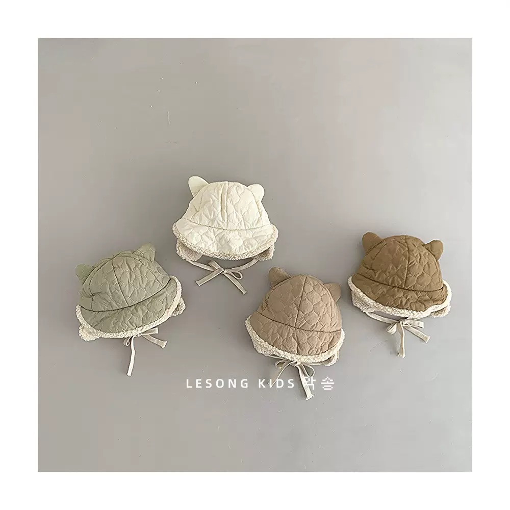Mũ phao chần bông lót nỉ có che tai nhiều màu cho bé size 1-3y
