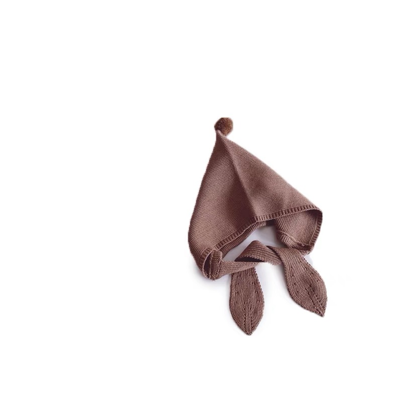 Mũ len chóp trơn màu đính quả buộc dây bản to 3 màu BTBG ( Free size 3 - 6y )