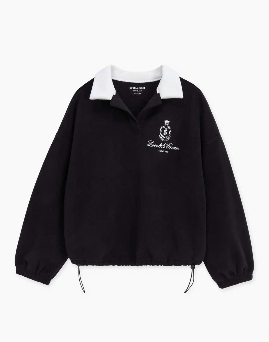 Áo nỉ bông cổ bẻ GGJJ dư xịn 2 màu cho bé size 6-14y