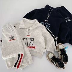 H0619 - Bộ nỉ lót nỉ đại Hàn Maibaokids 2 màu ghi/navy cho bé size 90-140