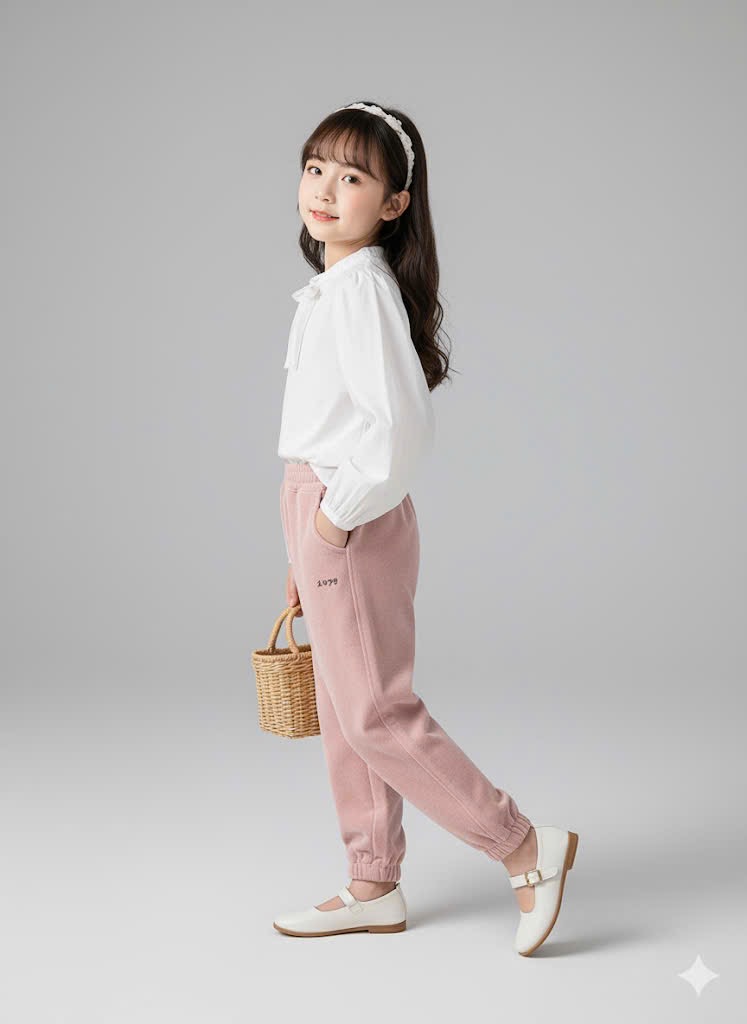 F99266 - Quần nhung hồng lót nỉ đại hàn siêu mềm cho bé size 120-160