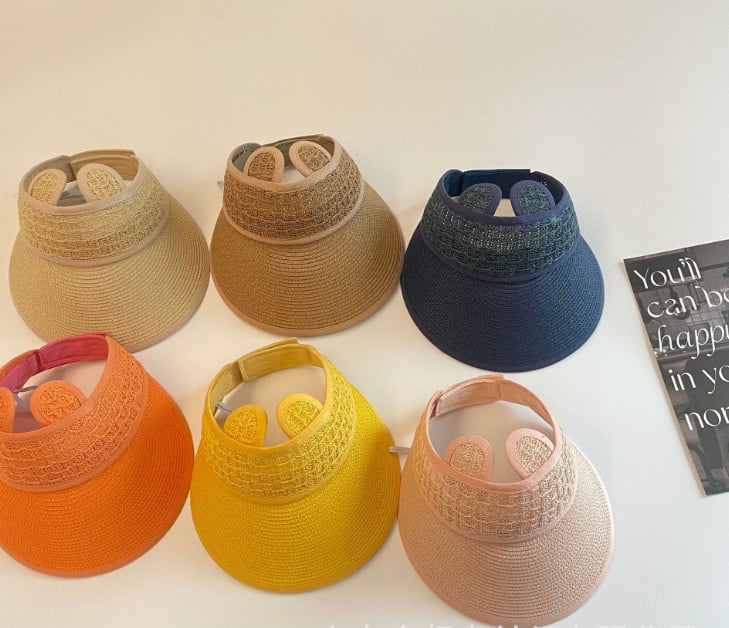 Mũ cói nửa đầu tai thỏ trơn nhiều màu BTBG