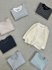 2025 - Áo cotton Muji dài tay kẻ nhiều màu cho bé size 80-150