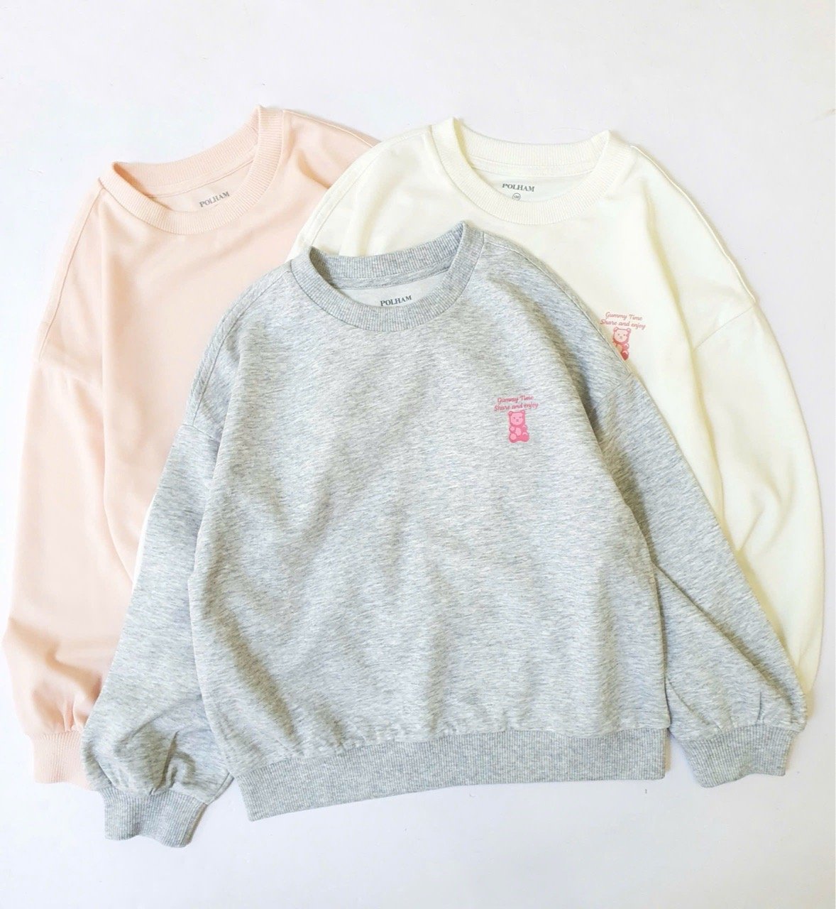 Áo nỉ Polham trơn in logo nhỏ nhiều màu cho bé size 120-170