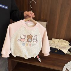 Áo nỉ lót nỉ mịn Ucee QCCC màu ghi tay hồng gấu kitty cánh cụt size 90-130