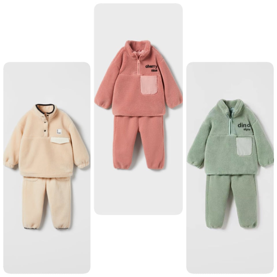 Bộ lông Zara túi ngực 3 màu size 9m - 5y