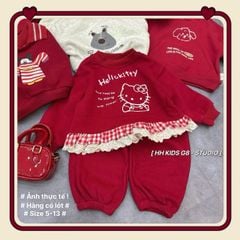 51327 - Bộ nỉ Roubao màu đỏ Hello Kitty cho bé size 90-130