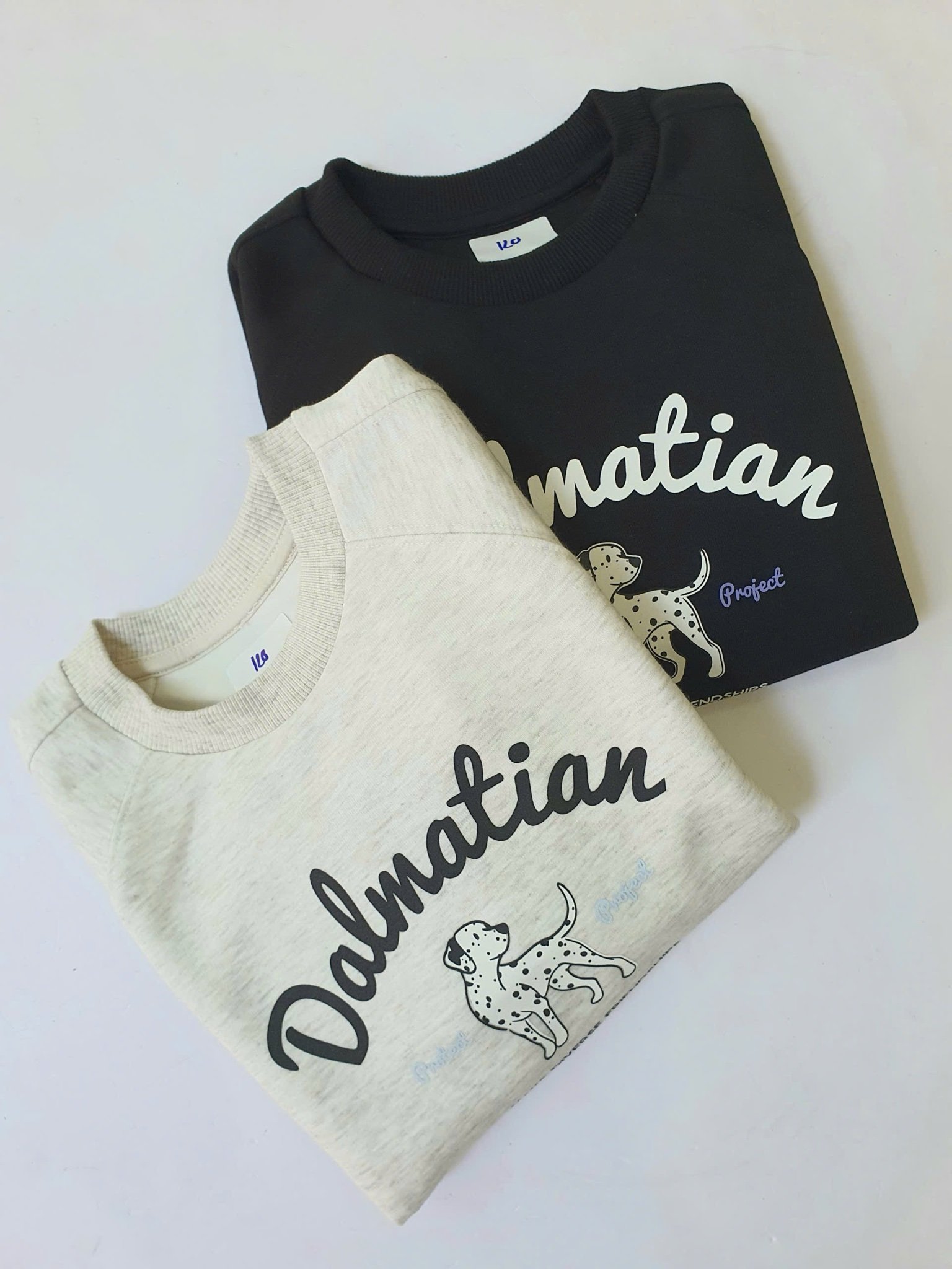 Áo nỉ Polham in hình cún Dalmatian 2 màu ghi/đen cho bé size 110-160