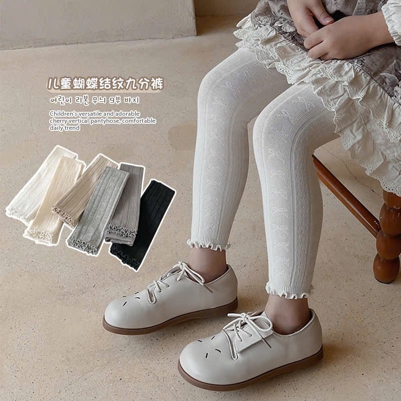 Quần len không bàn dệt hình nơ nhiều màu bé gái size 90-140