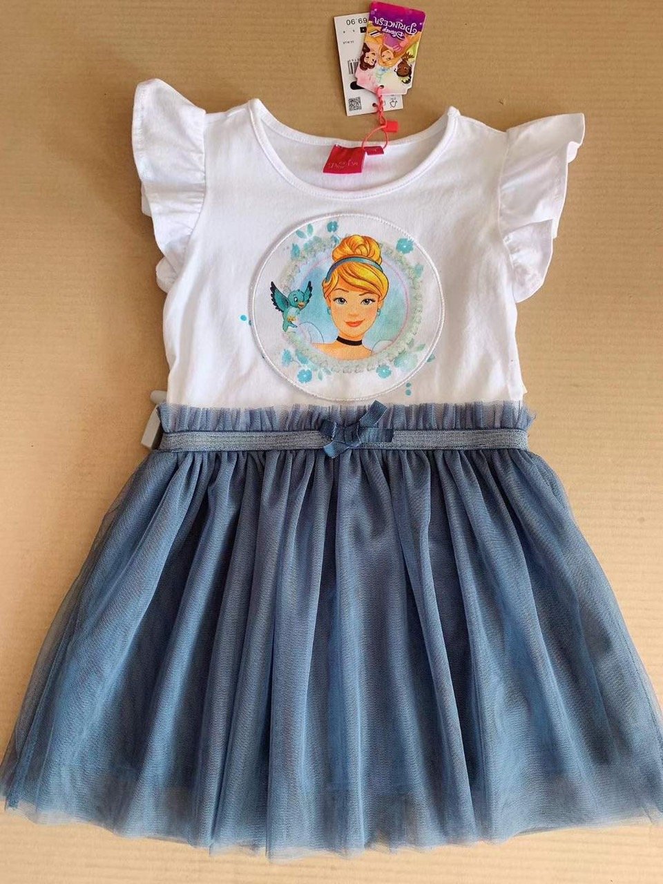 Váy Disney cotton lật hình phối chân voan nhiều màu size 2 - 8y
