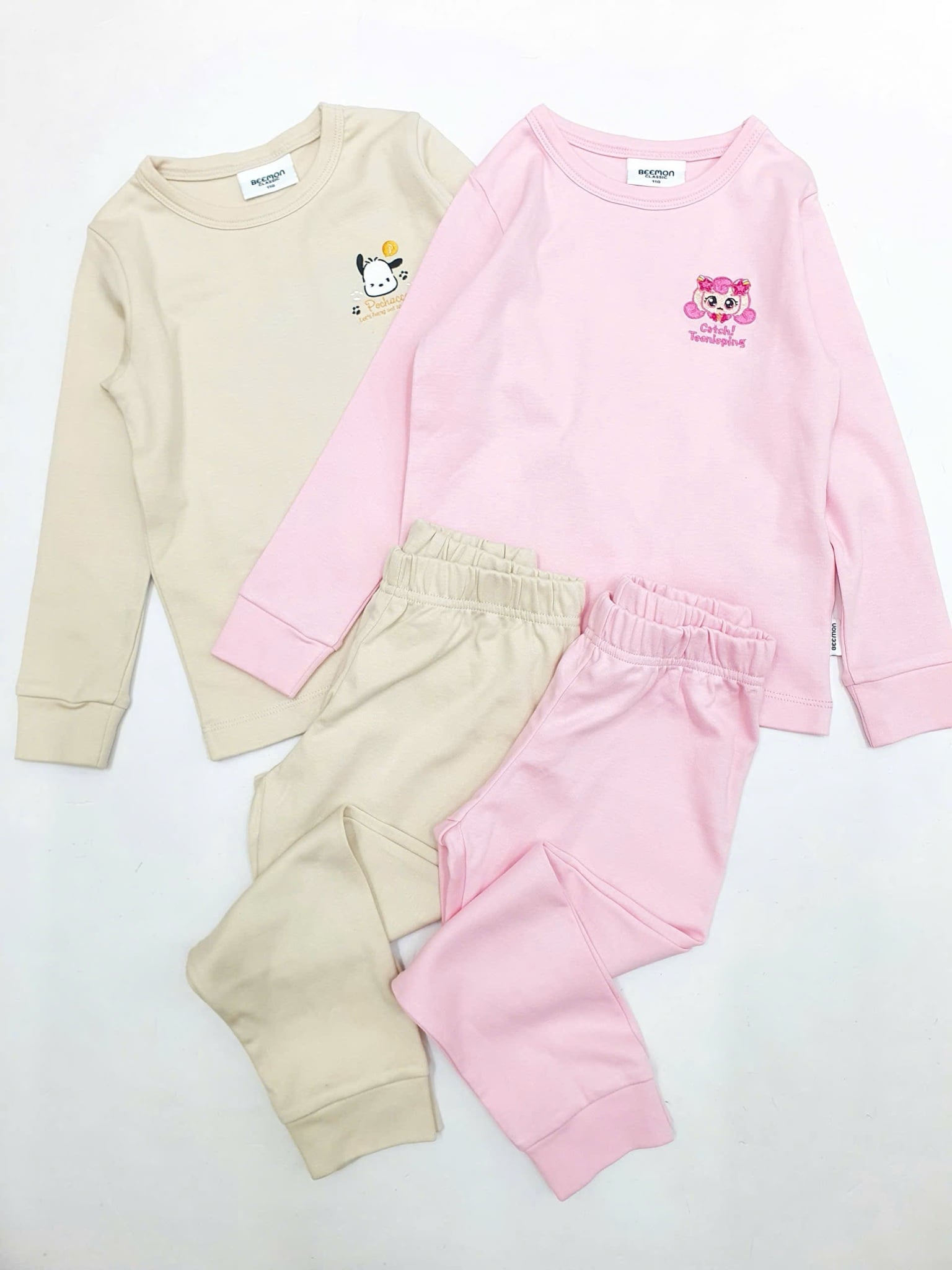 BM2510ST02 - Bộ cotton Beemon 2 màu hồng/be cho bé size 110-150