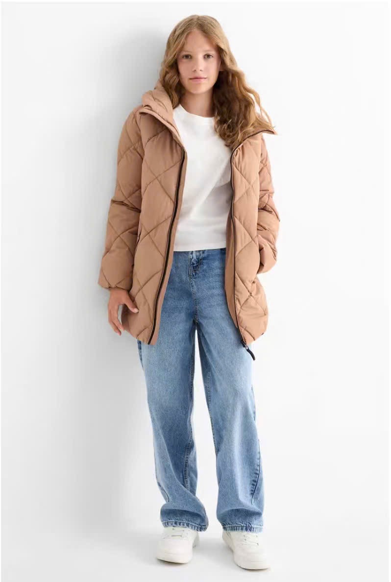 AK06 - Áo khoác phao chần trám CA siêu nhẹ dáng dài cho bé size 8-14y