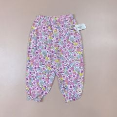 Quần thô lanh bo gấu xuất Hàn gấu hoa hồng sắc màu size 80 - 110