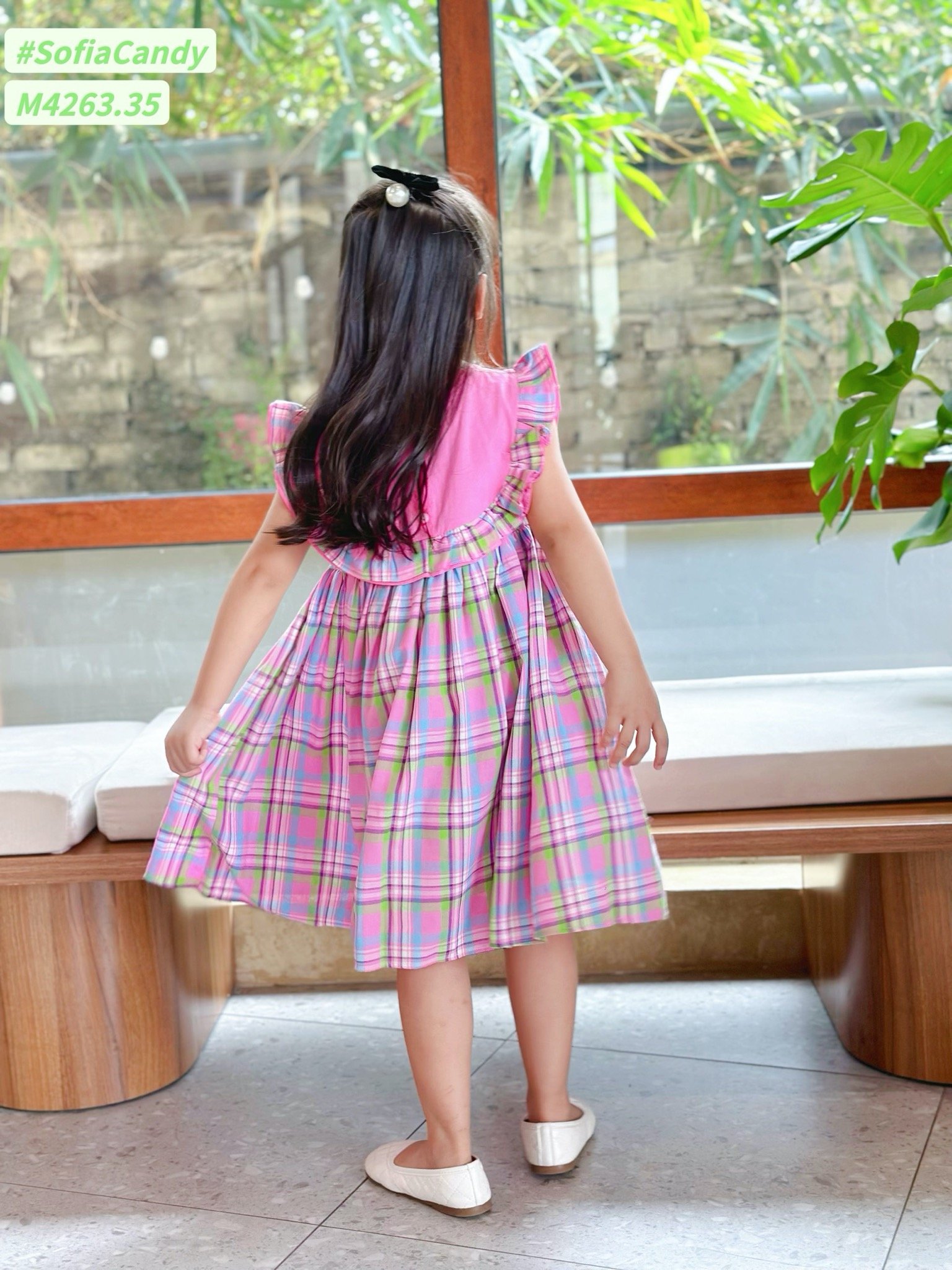 M4263 - Váy Mia Kids Kuromi kẻ sắc màu phối bèo size 1-10y