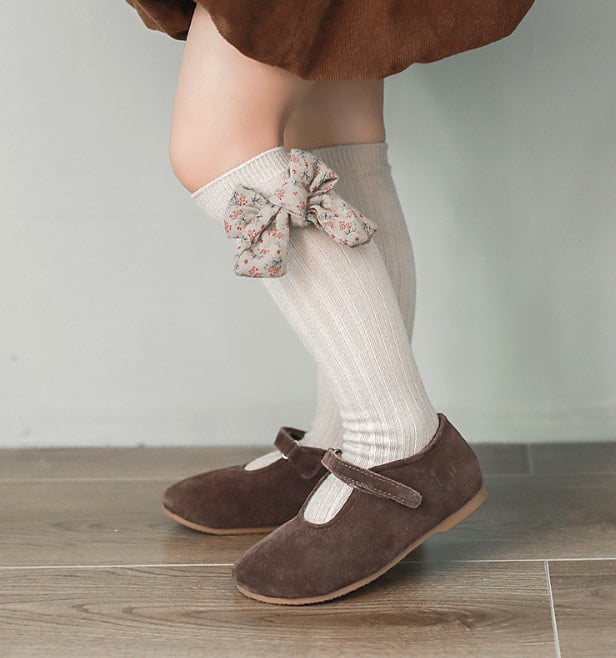 Tất không gót cao tới gối Mumudara đính nơ vải hoa 5 màu