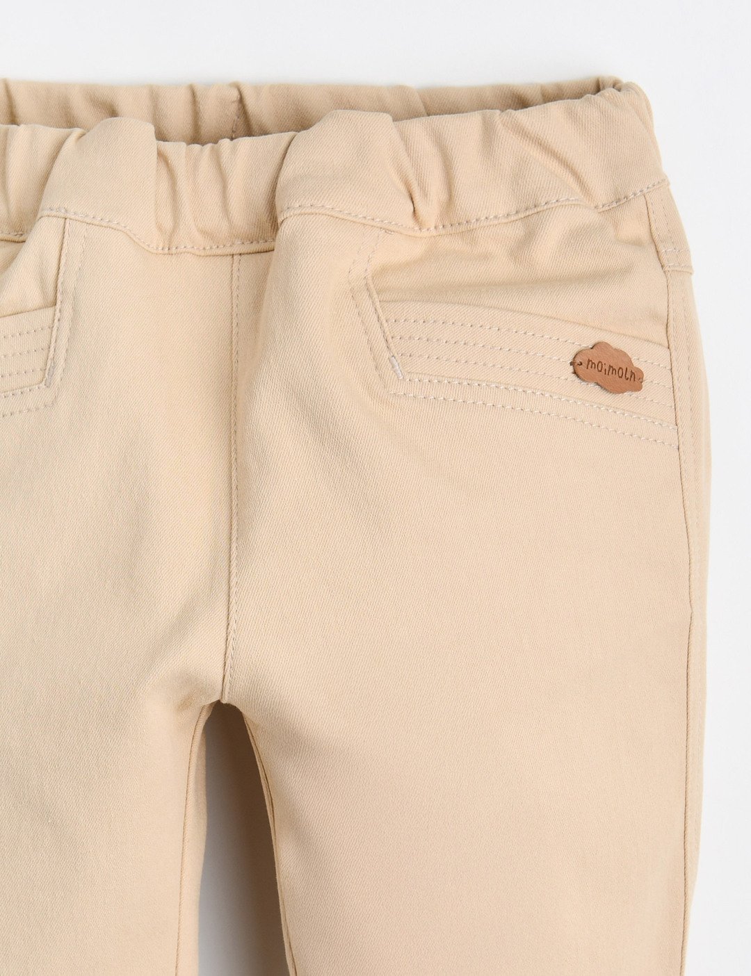 Quần kaki Moimoln màu be túi chéo viền chỉ logo mây cho bé size 90-130