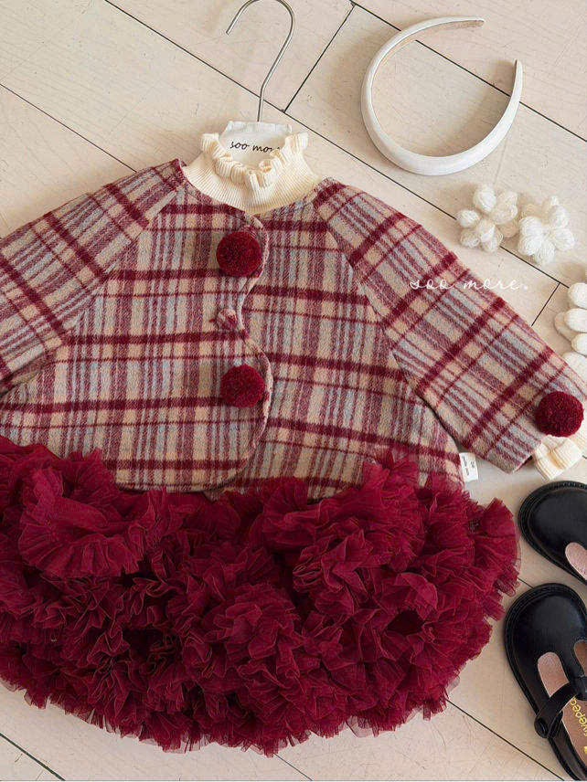 A5330 - Set áo khoác dạ + chân váy tutu đỏ cho bé size 90-130