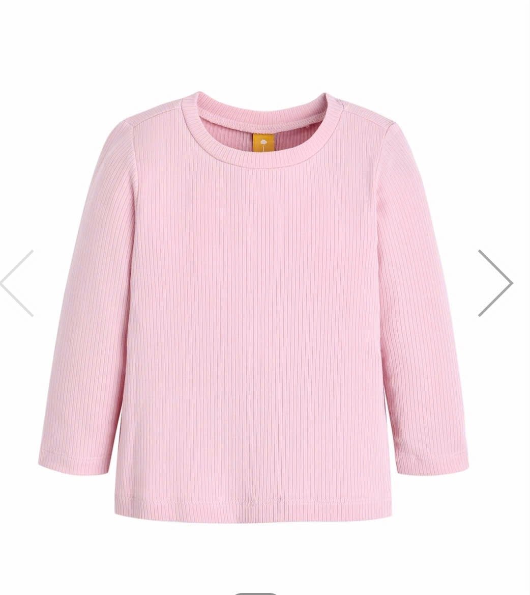 ABG20 - Áo thun tăm vải modal MM trơn màu hồng/trắng cho bé size 90-130