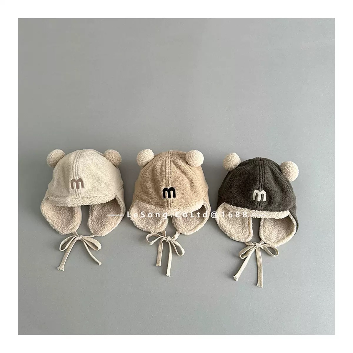 Mũ có tai lót nỉ giữ ấm cho trẻ em chất liệu vải nhung gân kích thước 48-50cm, NSX Yiwu Lesong