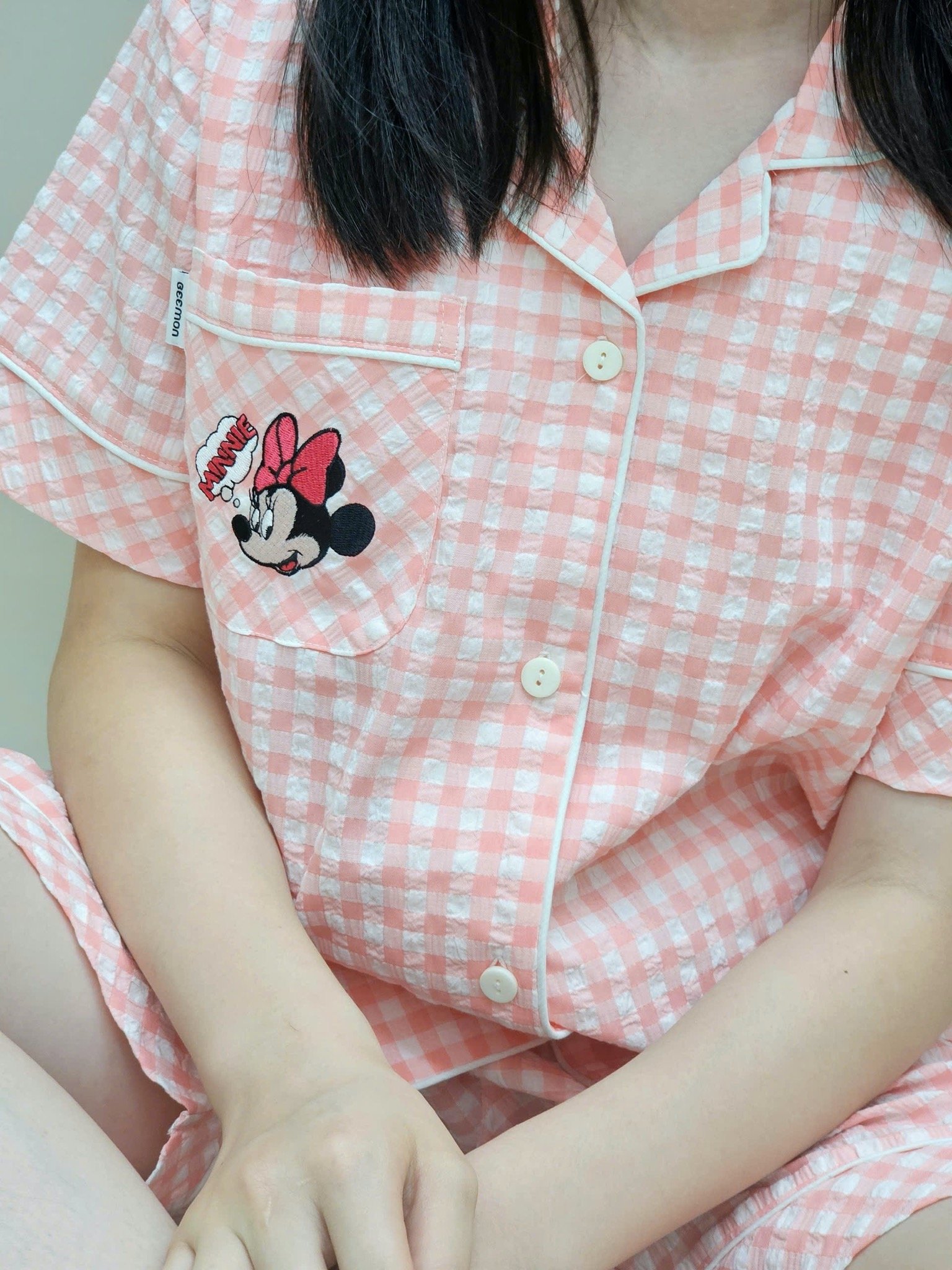 Bộ pyjama Beemon kẻ caro in hình minnie, mickey nhiều màu cho bé size 120-160