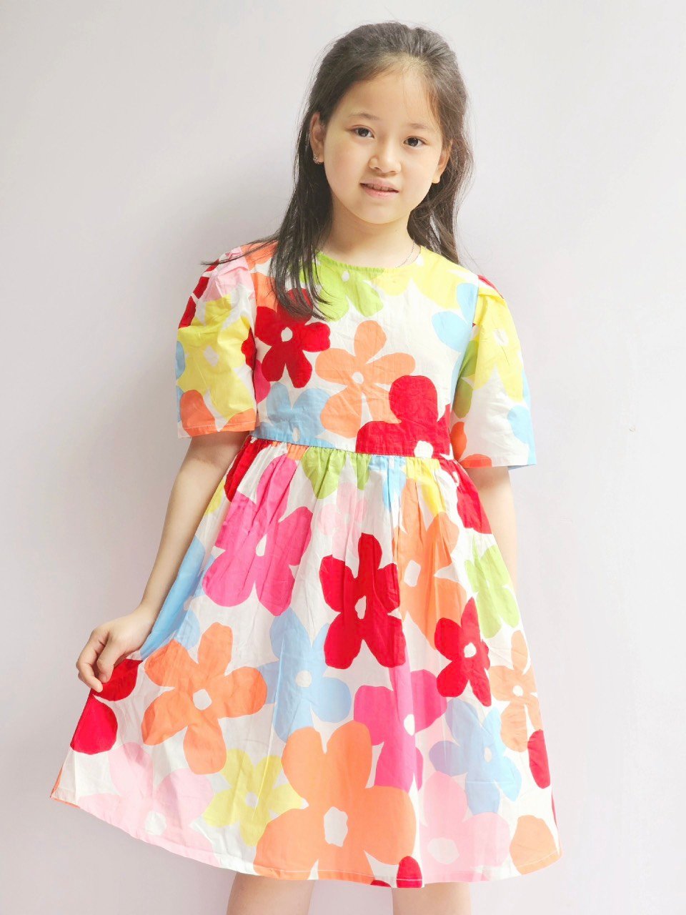 V00019 - Váy thô nhún eo 3 màu hoa size 110 - 150