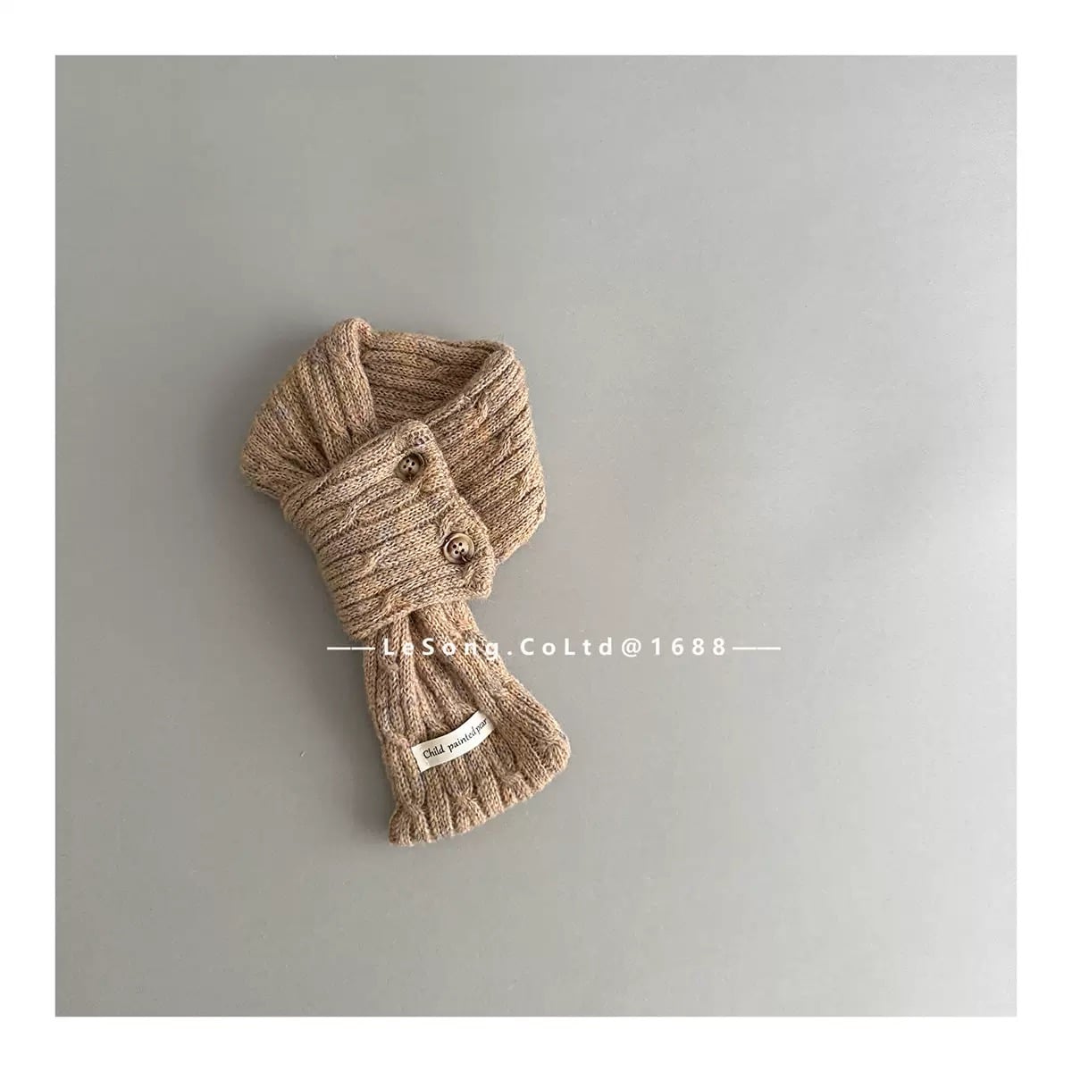 Khăn len quàng chéo cài khuy vặn thừng nhiều màu cho bé