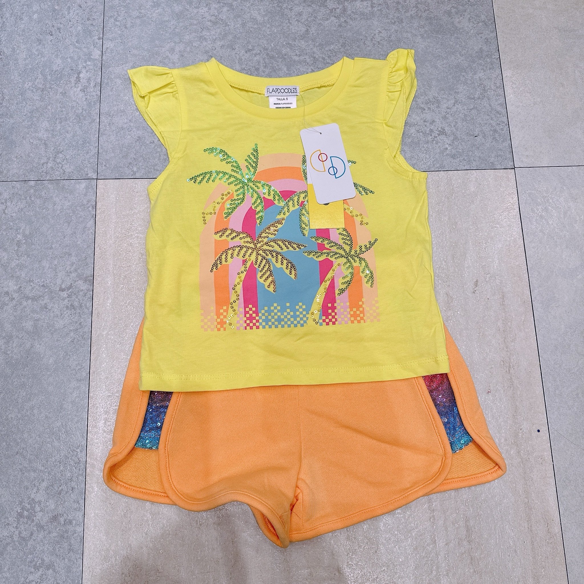 Bộ cotton Flapdoodles dư xịn 2 màu bé gái size 5y/6y/7y