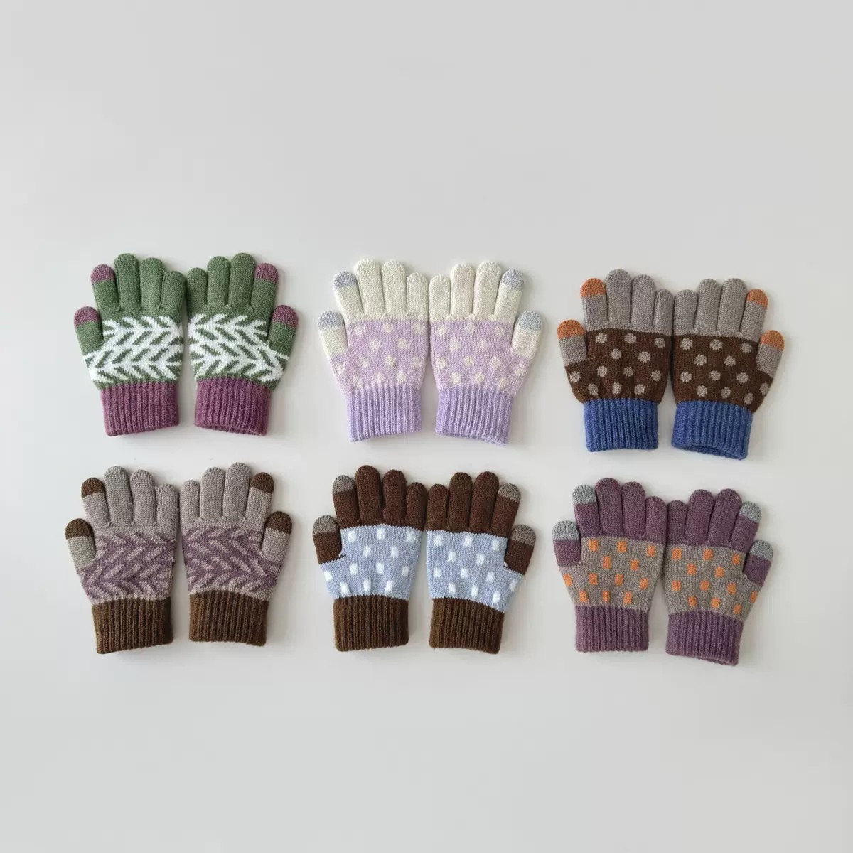 Găng tay len họa tiết nhiều màu cho bé size 3-8y