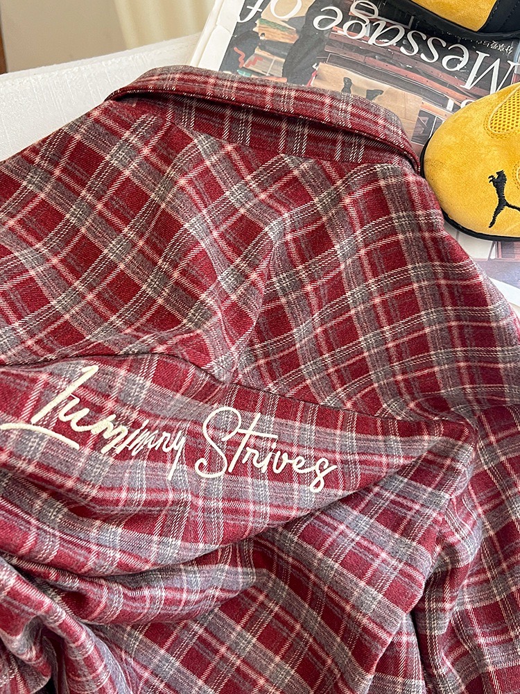 25F136 - Áo sơ mi AMBB vải dạ mềm kẻ nâu đỏ bé trai size 110-170