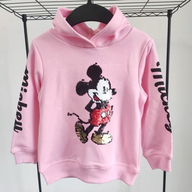 Áo nỉ da cá H&M kim sa đảo chiều hồng Mickey